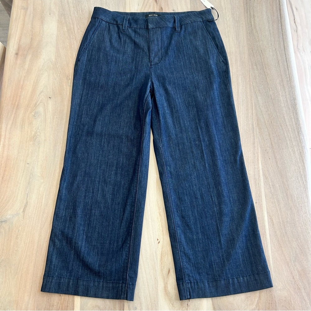 NEW White House black Market Wide Leg Trouser Pants Size 10 Dark Wash
